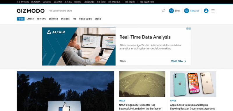 Gizmodo- hottest information technology websites today